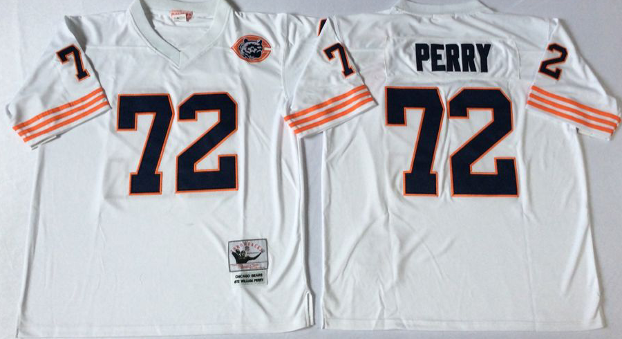 Men NFL Chicago Bears #72 Perry white style2 Mitchell Ness jerseys->chicago bears->NFL Jersey